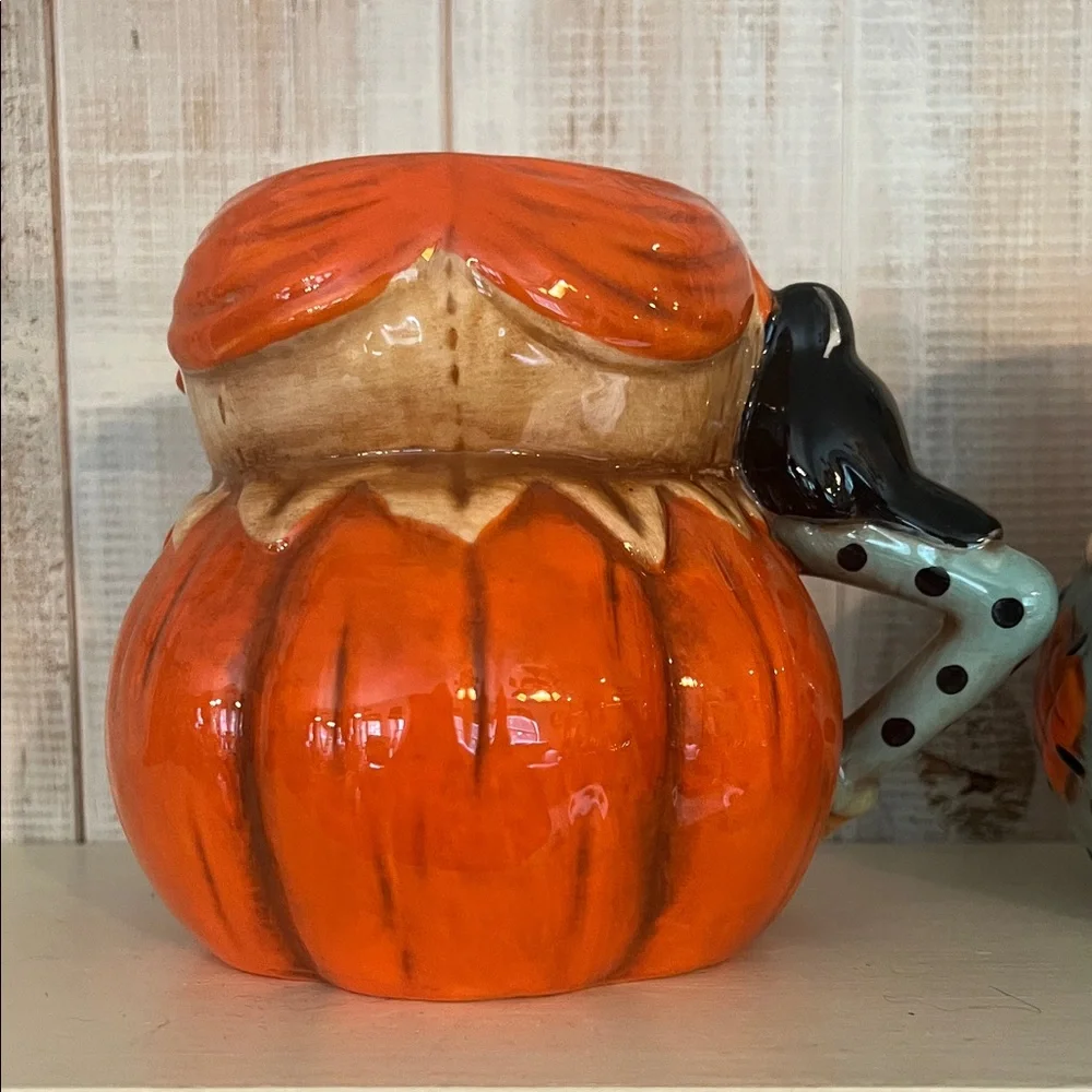 Scarecrow Mugs with Crow Detail Vintage Fall Halloween Decoration Set‎